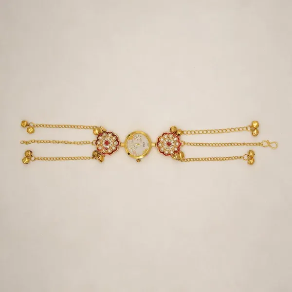 Gold_Tone_Floral_Braceletset_With_Watch_-_Pack_Of_4