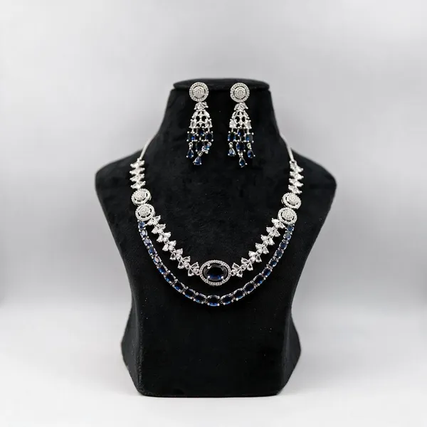 Silver_Tone_Blue_Stone_Necklace_And_Earrings_Set_For_Women