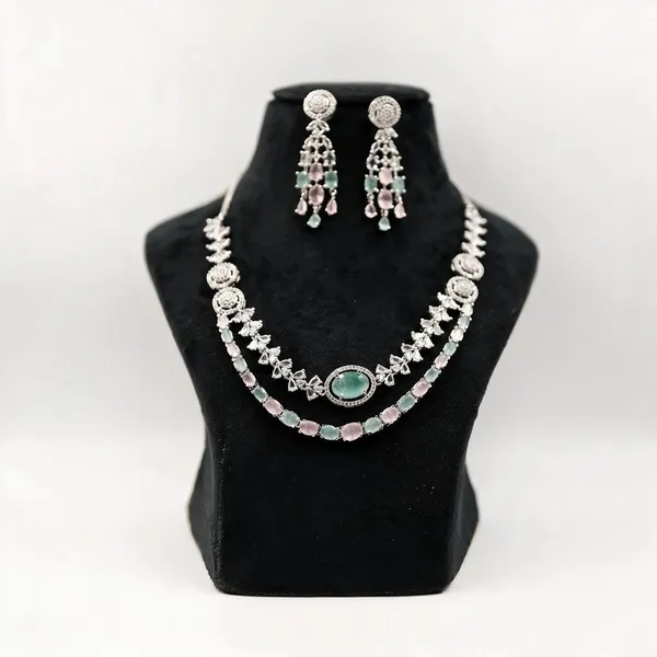 Silver_Tone_Pastel_Stone_Necklace_And_Earrings_Set_For_Women