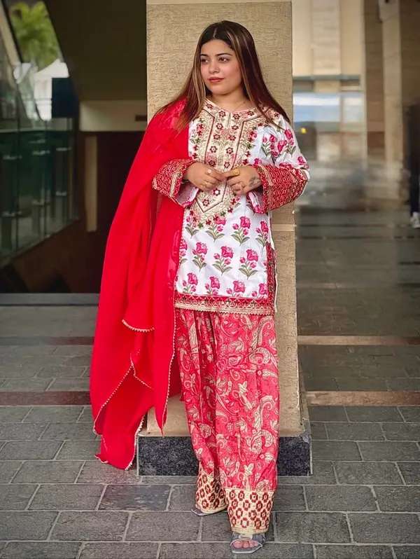 Cream_Pure_Natural_Crepe_Printed_Straight_Kurta_Farsi_Palazzo_Dupatta_Set_For_Women