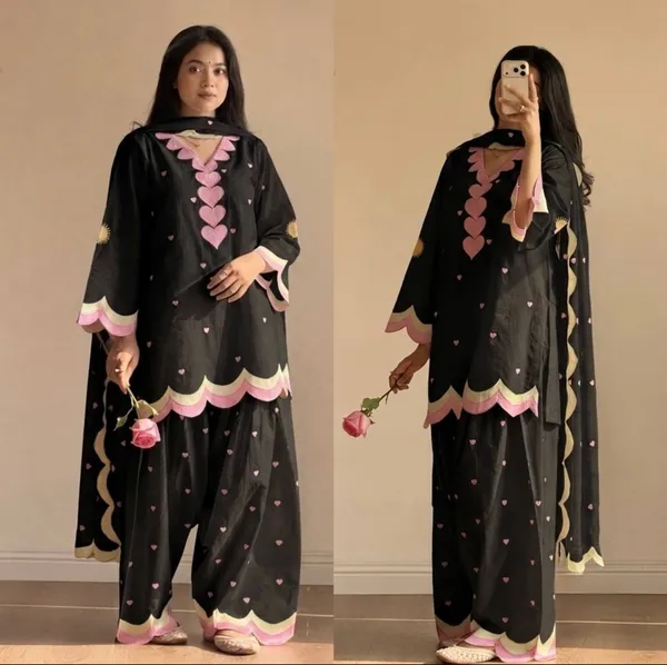 Black_Chanderi_Cotton_Printed_Kurta_Salwar_Dupatta_Set_For_Women