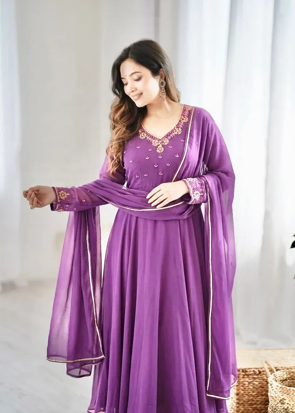 Purple_Georgette_Embellished_Anarkali_Kurta_Pant_Dupatta_Set_For_Women