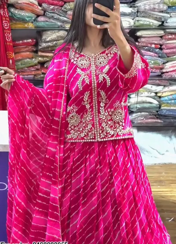 Pink_Georgette_Flared_Lehenga_Jacket_Dupatta_Set_For_Women