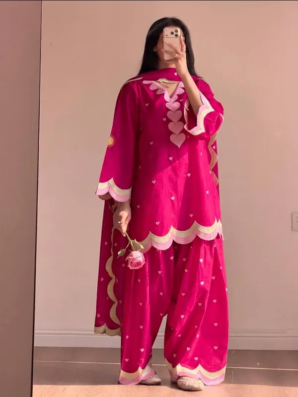 Pink_Mal_Chanderi_Cotton_Printed_Kurta_Palazzo_Dupatta_Set_For_Women