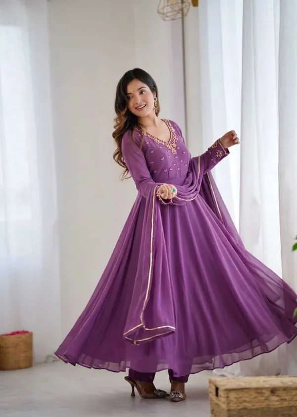 Purple_Georgette_Embellished_Anarkali_Kurta_Pant_Dupatta_Set_For_Women