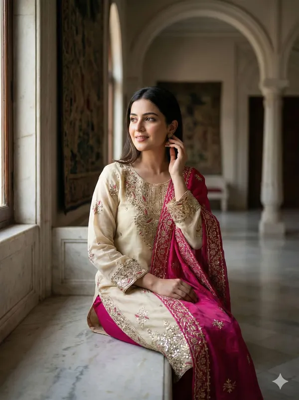Beige_Pure_Gmy_Silk_Embroidered_Kurta_Palazzo_Dupatta_Set_For_Women
