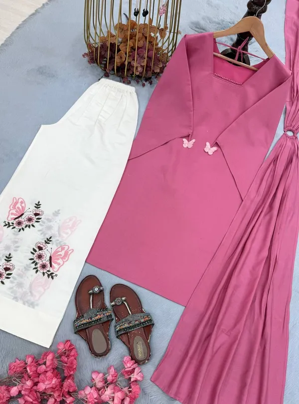 Pink_Roman_Silk_Straight_Kurta_Palazzo_Dupatta_Set_For_Women