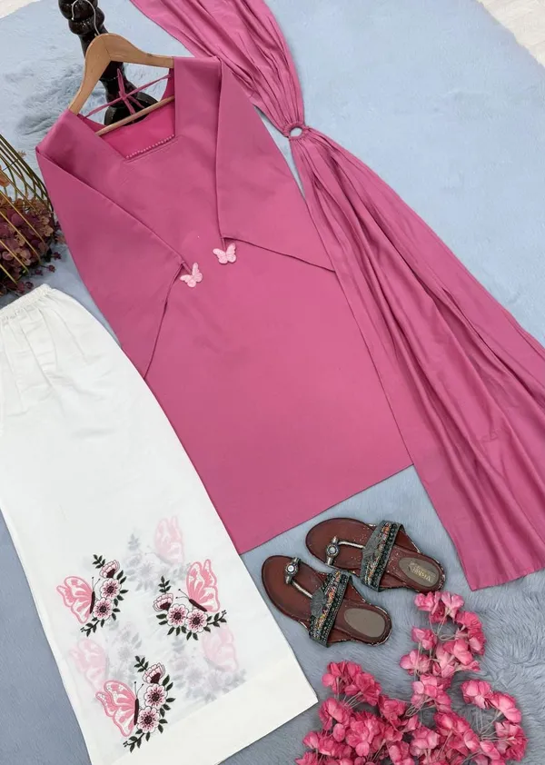 Pink_Roman_Silk_Straight_Kurta_Palazzo_Dupatta_Set_For_Women