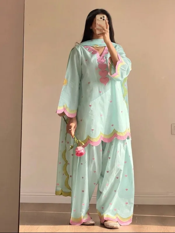 Mint_Green_Chanderi_Cotton_Printed_Straight_Kurta_Salwar_Dupatta_Set_For_Women