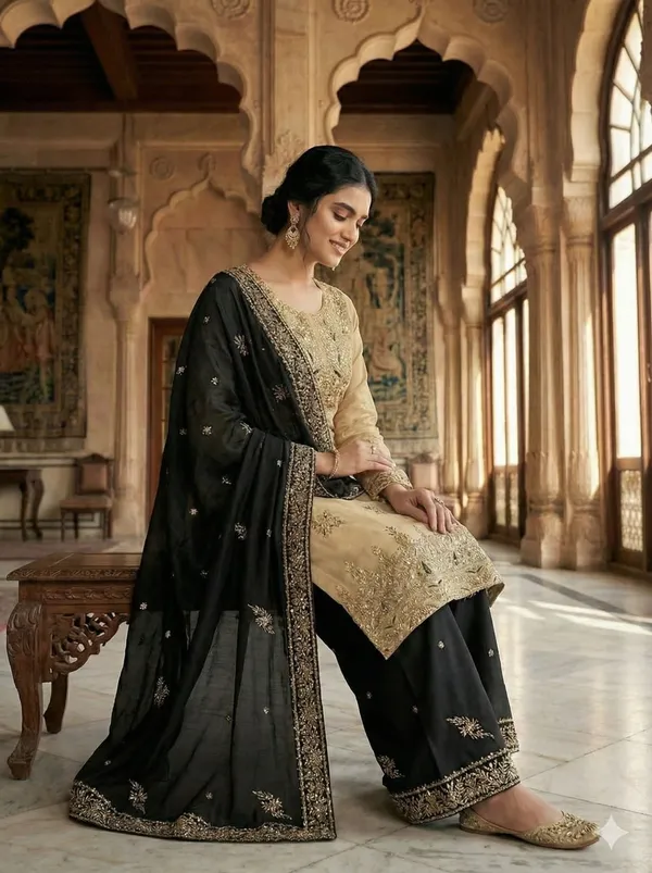 Beige_Pure_Gmy_Silk_Embroidered_Top_Palazzo_Dupatta_Set_For_Women