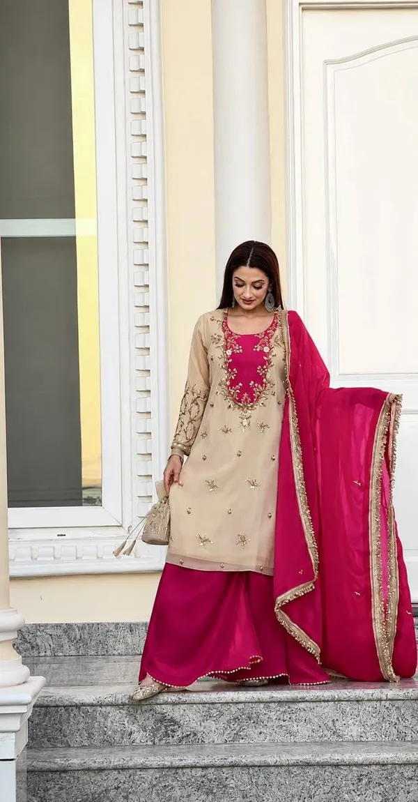 Cream_Maska_Cotton_Embroidered_Straight_Kurta_Palazzo_Dupatta_Set_For_Women