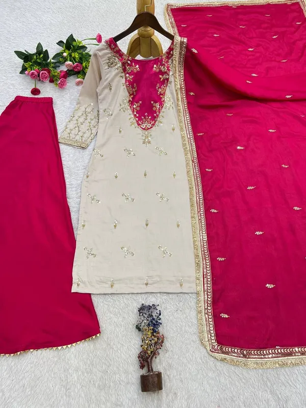 Cream_Maska_Cotton_Embroidered_Straight_Kurta_Palazzo_Dupatta_Set_For_Women