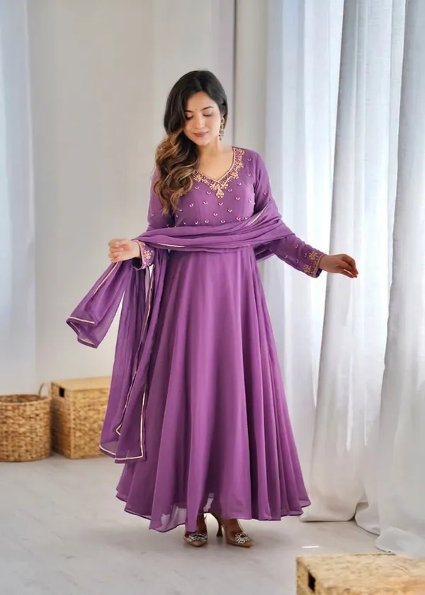 Purple_Georgette_Embellished_Anarkali_Kurta_Pant_Dupatta_Set_For_Women
