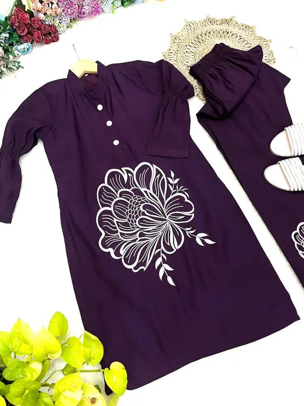 Purple_Roman_Silk_Embroidered_Straight_Kurta_Pant_Co-Ord_Set_For_Women