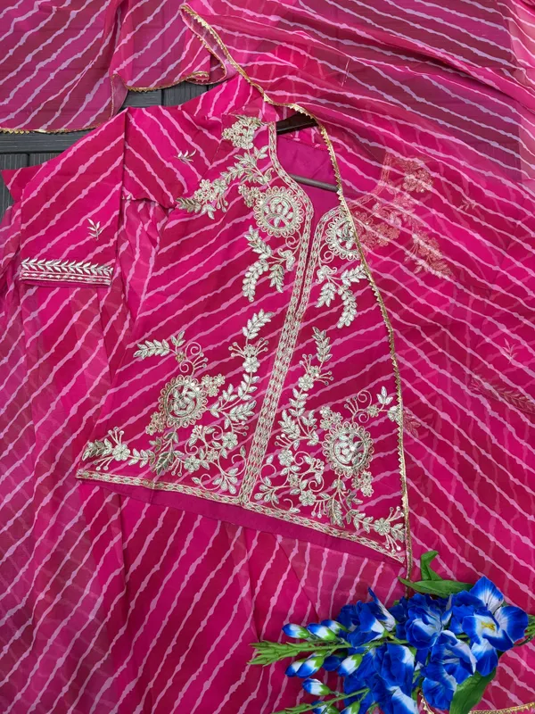 Pink_Georgette_Flared_Lehenga_Jacket_Dupatta_Set_For_Women