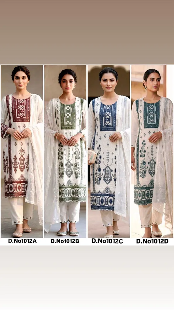 White_Heavy_Pc_Cotton_Printed_Straight_Kurta_Bottom_Dupatta_Set_For_Women