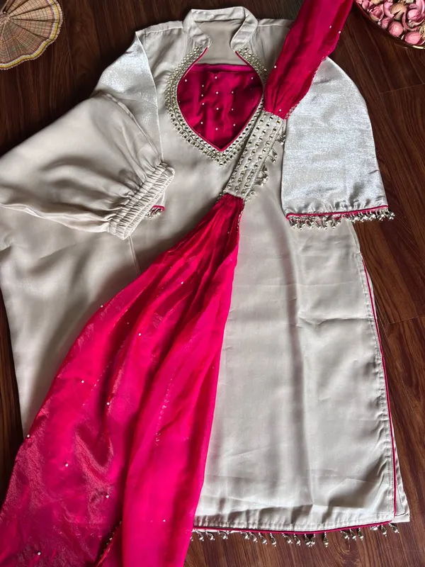 Beige_Roman_Glass_Silk_Embellished_Kurta_Palazzo_Dupatta_Set_For_Women
