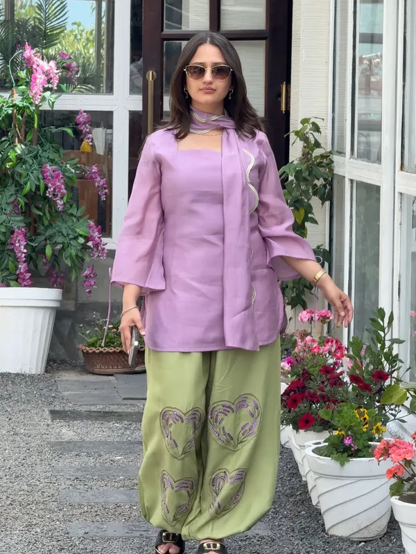 Lavender_Mal_Chanderi_Cotton_Straight_Kurta_Balloon_Pant_Dupatta_Set_For_Women