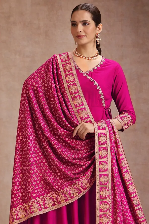 Pink_Heavy_Rayon_Printed_Anarkali_Kurta_Pant_Dupatta_Set_For_Women