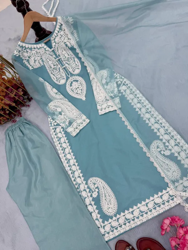 Blue_Organza_Silk_Embroidered_Straight_Kurta_Palazzo_Dupatta_Set_For_Women