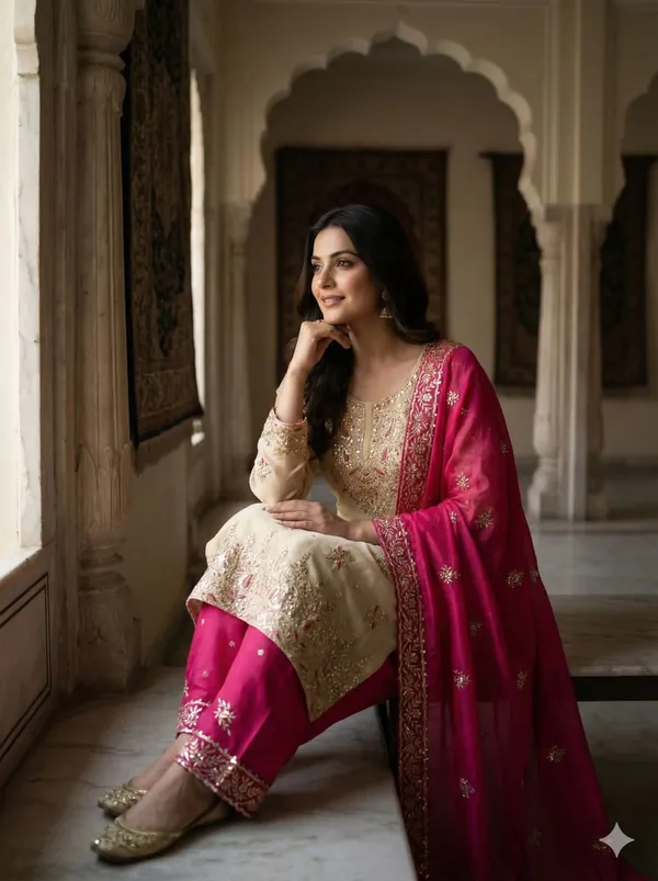 Beige_Pure_Gmy_Silk_Embroidered_Kurta_Palazzo_Dupatta_Set_For_Women