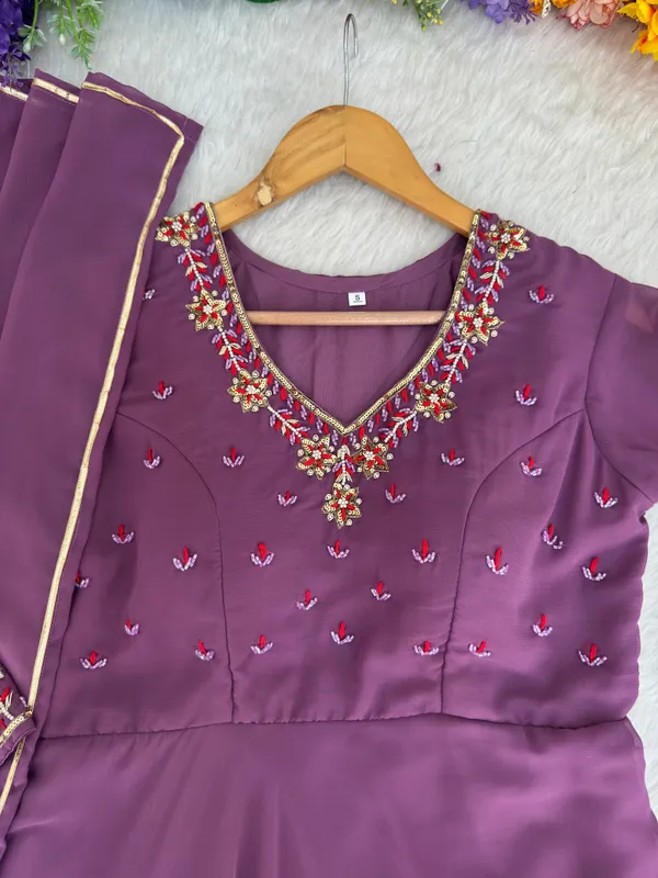 Purple_Georgette_Embellished_Anarkali_Kurta_Pant_Dupatta_Set_For_Women