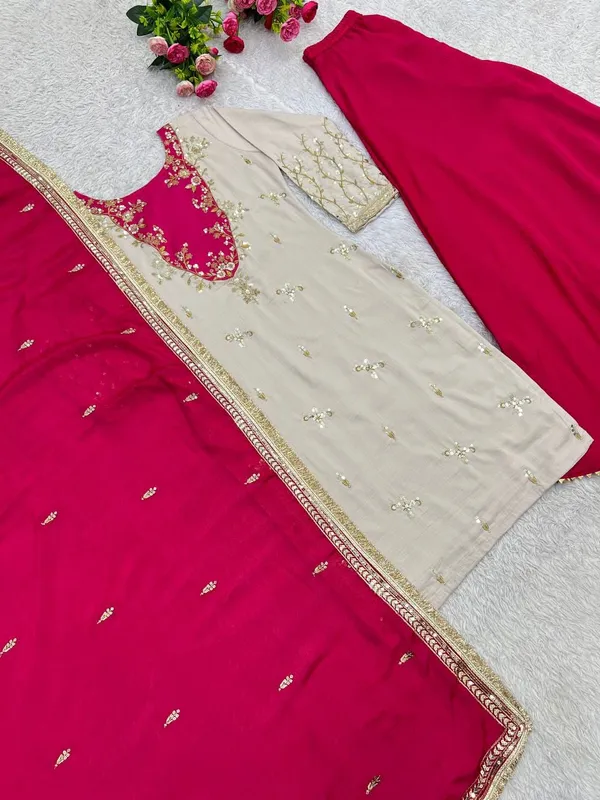 Cream_Maska_Cotton_Embroidered_Straight_Kurta_Palazzo_Dupatta_Set_For_Women