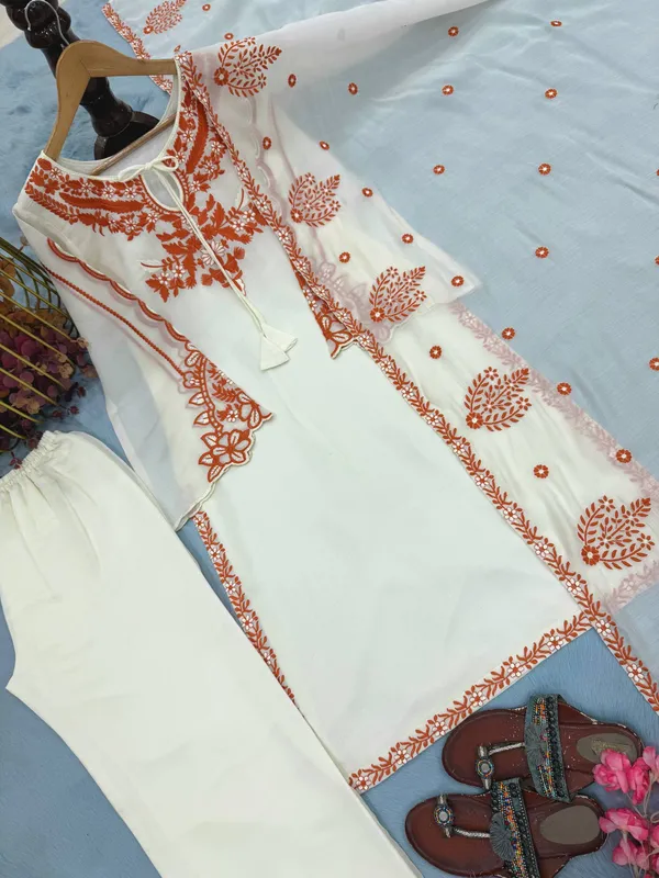 White_Roman_Silk_Straight_Kurta_Palazzo_Dupatta_Set_For_Women