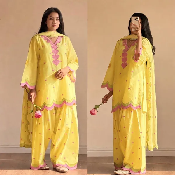 Yellow_Mal_Chanderi_Cotton_Printed_Kurta_Palazzo_Dupatta_Set_For_Women