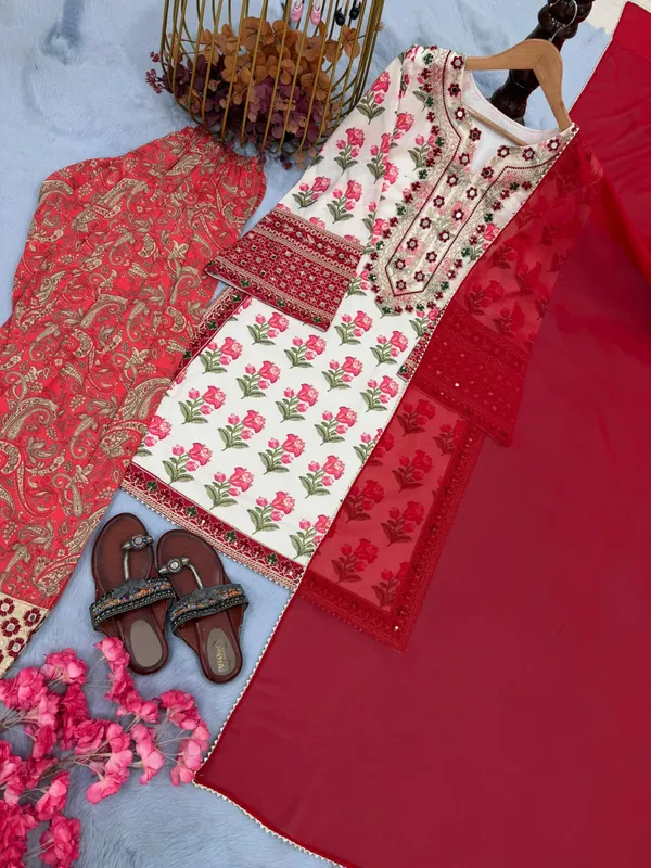 Cream_Pure_Natural_Crepe_Printed_Straight_Kurta_Farsi_Palazzo_Dupatta_Set_For_Women