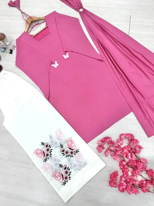 Pink_Roman_Silk_Straight_Kurta_Palazzo_Dupatta_Set_For_Women