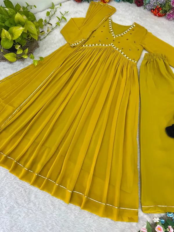 Yellow_Georgette_Embellished_Lehenga_Choli_Dupatta_Set_For_Women