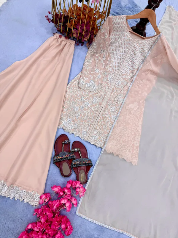 Pink_Heavy_Fox_Georgette_Straight_Top_Palazzo_Dupatta_Set_For_Women