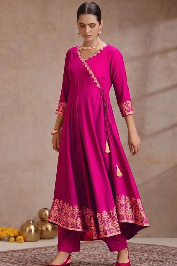 Pink_Heavy_Rayon_Printed_Anarkali_Kurta_Pant_Dupatta_Set_For_Women