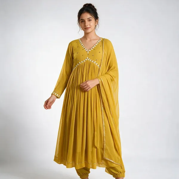 Yellow_Georgette_Embellished_Lehenga_Choli_Dupatta_Set_For_Women