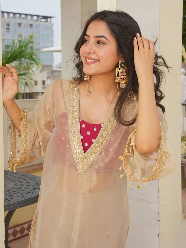 Beige_Golden_Tissue_Straight_Kurta_Palazzo_Blouse_Set_For_Women