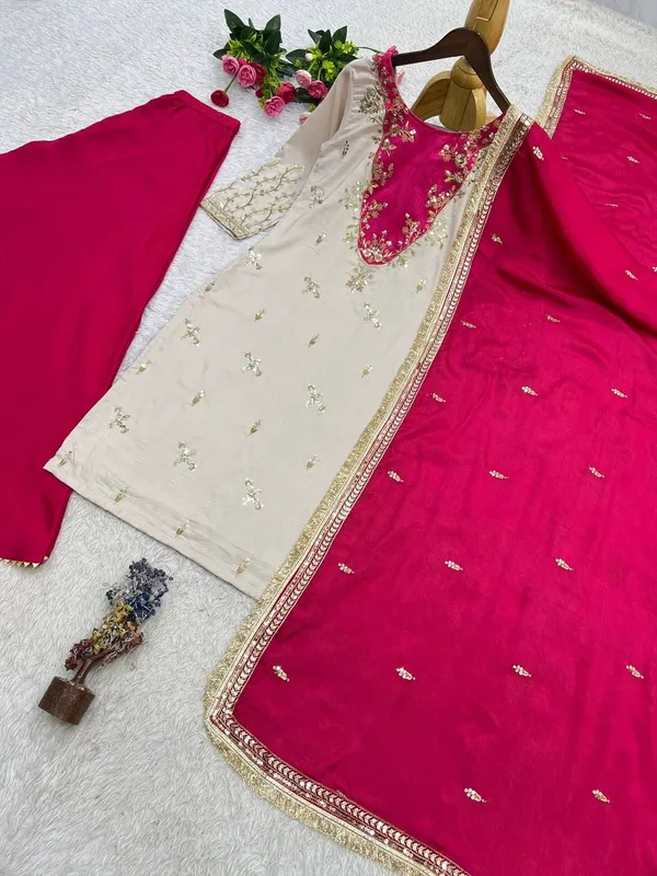 Cream_Maska_Cotton_Embroidered_Straight_Kurta_Palazzo_Dupatta_Set_For_Women