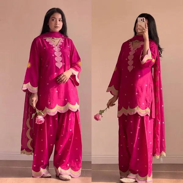 Pink_Mal_Chanderi_Cotton_Printed_Kurta_Palazzo_Dupatta_Set_For_Women