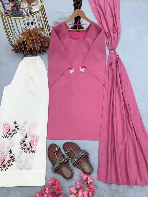 Pink_Roman_Silk_Straight_Kurta_Palazzo_Dupatta_Set_For_Women