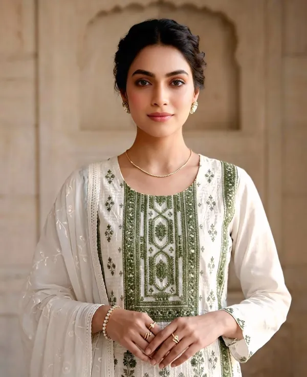 White_Heavy_Pc_Cotton_Printed_Straight_Kurta_Bottom_Dupatta_Set_For_Women