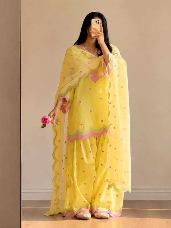 Yellow_Mal_Chanderi_Cotton_Printed_Kurta_Palazzo_Dupatta_Set_For_Women