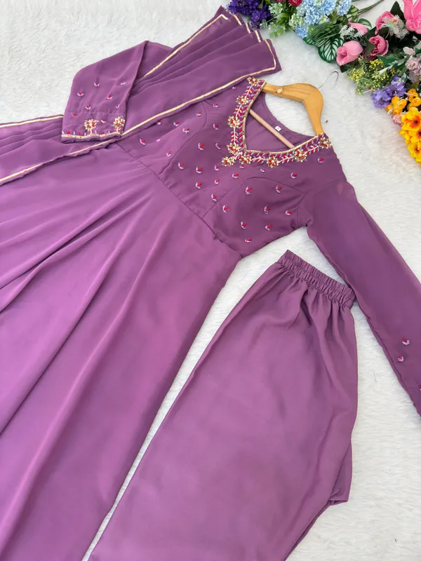 Purple_Georgette_Embellished_Anarkali_Kurta_Pant_Dupatta_Set_For_Women