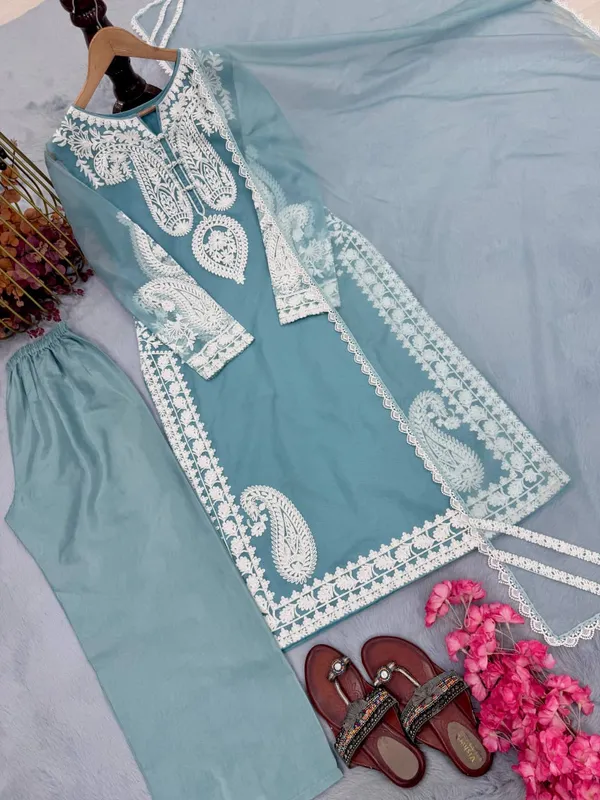 Blue_Organza_Silk_Embroidered_Straight_Kurta_Palazzo_Dupatta_Set_For_Women