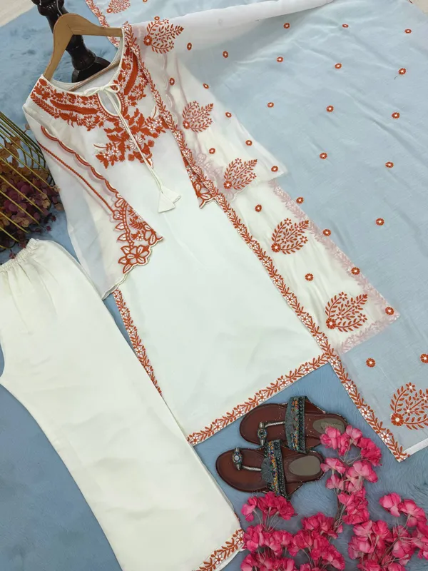 White_Roman_Silk_Straight_Kurta_Palazzo_Dupatta_Set_For_Women