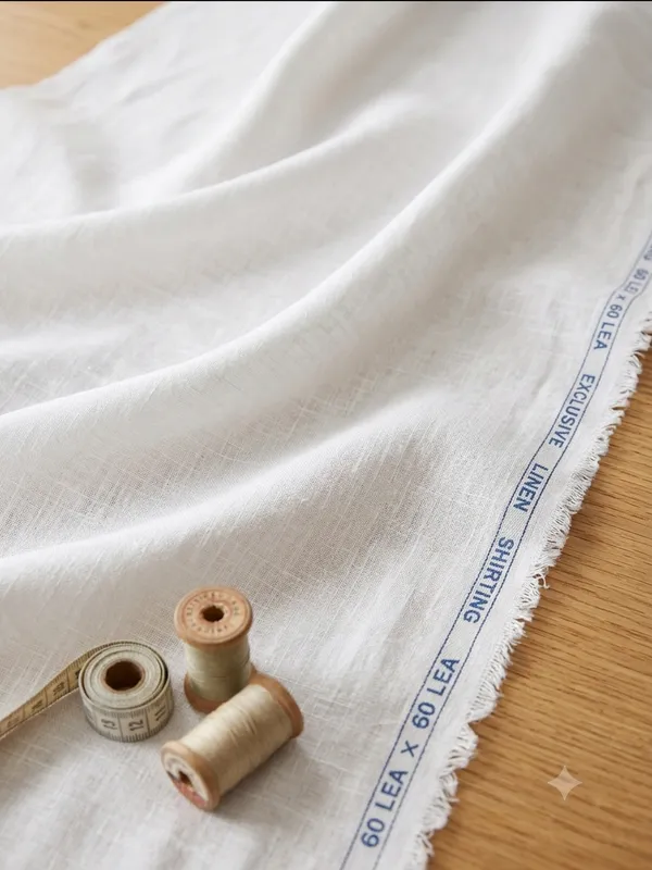 60_lea_Pure_European_Linen_White_Shirting_Fabric