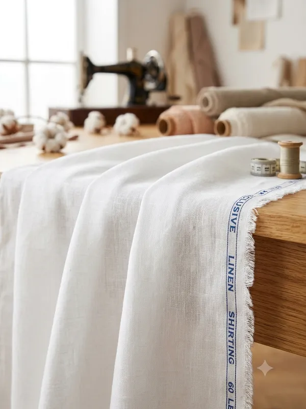 60_lea_Pure_European_Linen_White_Shirting_Fabric