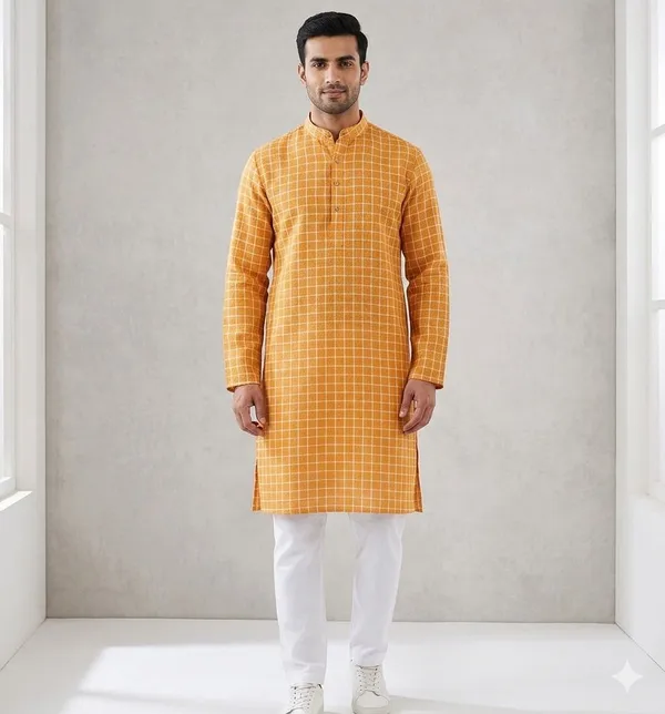 Jute_Solid,_Checkered_Kurta_&_Churidar_Material