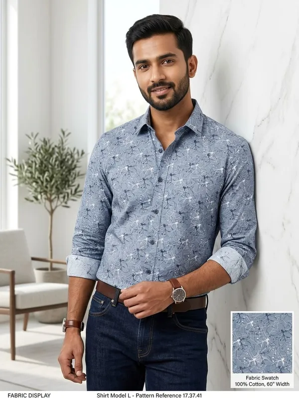 Cotton_Blend_Floral_Print,_Graphic_Print_Shirt_Fabric