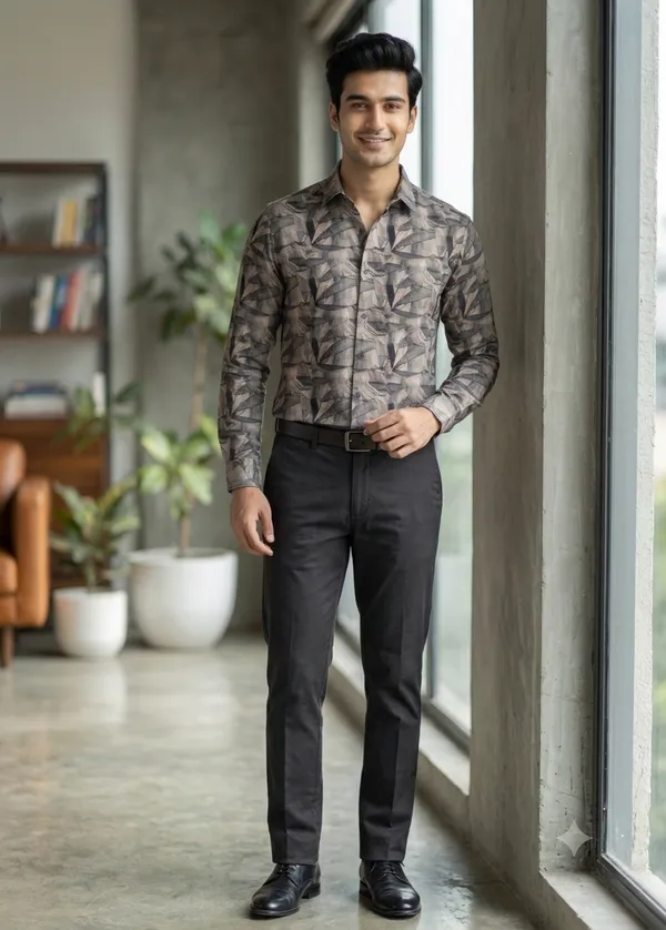 Men's_Abstract_Leaf_Printed_Beige_Charcoal_Cotton_Unstitched_Shirt_Fabric_Premium_Breathable_Shirting_Material_Length_Piece_for_Men_Formal_&_Casual_Wear_Shirts