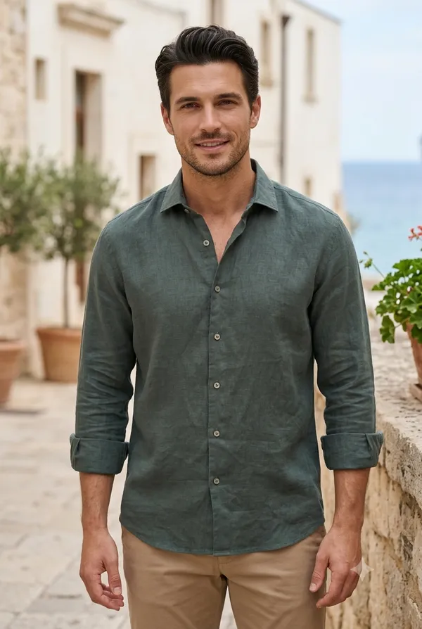 Men's_Dark_Olive_Green_Solid_Pure_Linen_Unstitched_Shirt_Fabric_Premium_Breathable_Pure_European_Linen_Shirting_Material_Length_Piece_for_Men_Formal_&_Casual_Wear_Shirts